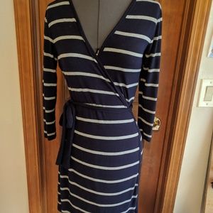 Calvin Klein midi 3/4 sleeve faux wrap